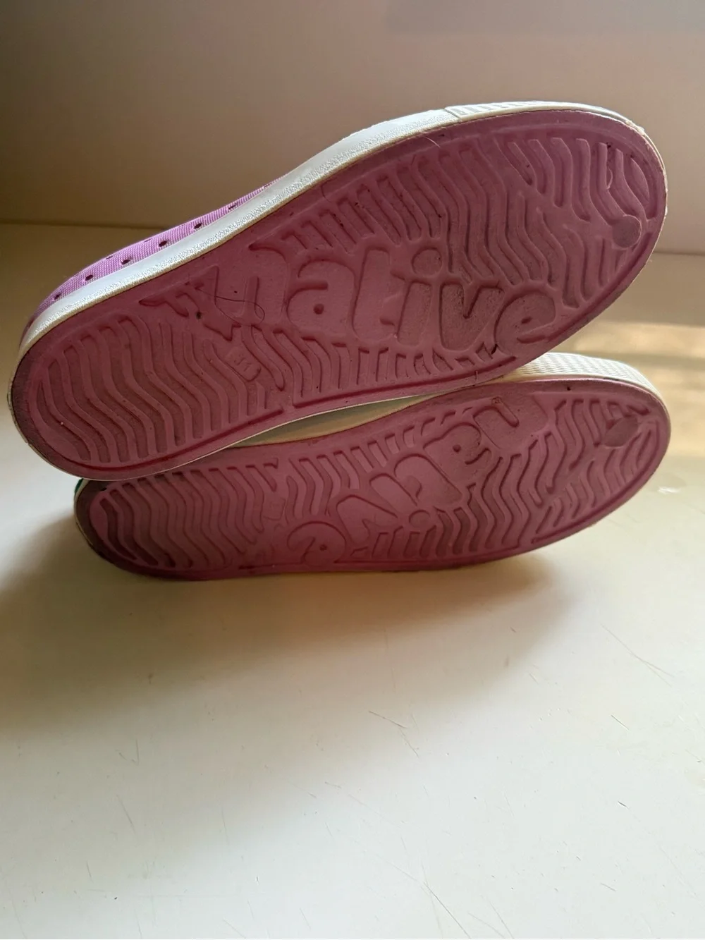 Native Slip-On Sneakers in Pink with Cream Sole